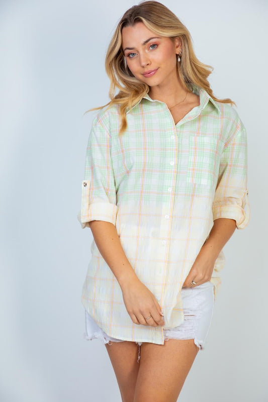 Colors of the Sky Plaid Top