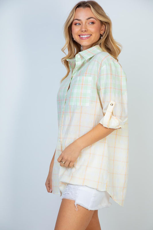 Colors of the Sky Plaid Top